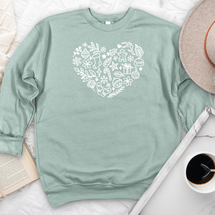 festive heart premium crewneck sweatshirt