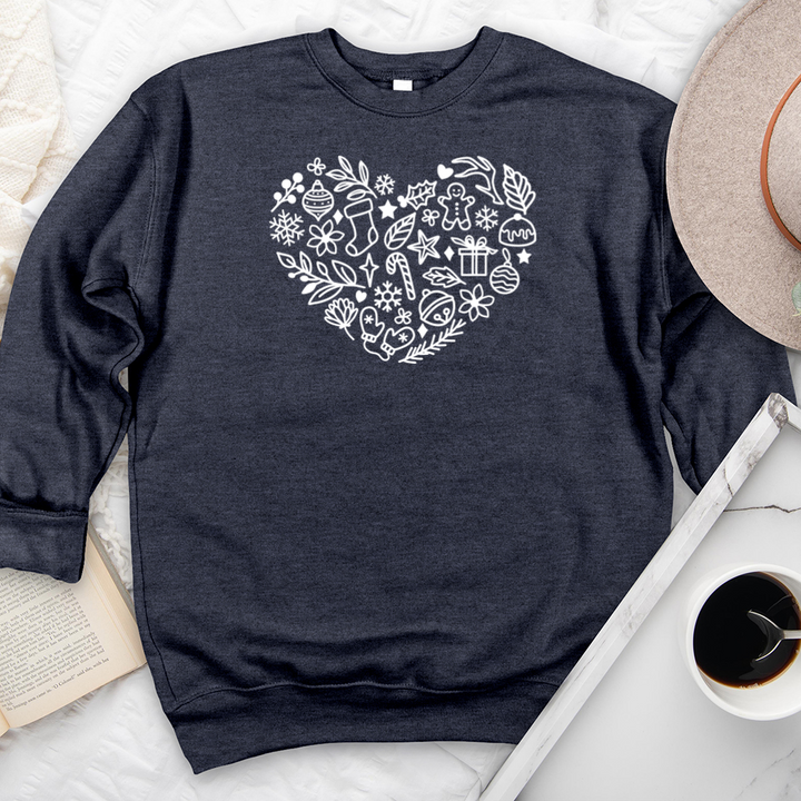 festive heart premium crewneck sweatshirt