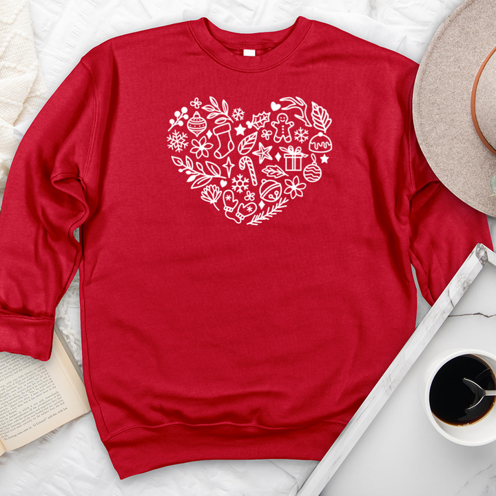 festive heart premium crewneck sweatshirt