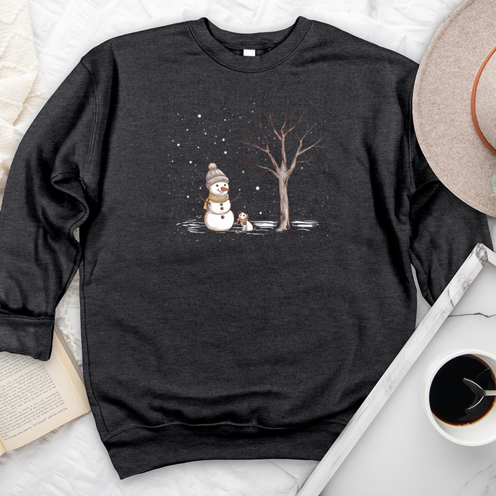 snowman and tree premium crewneck sweatshirt