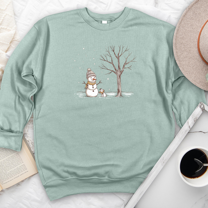 snowman and tree premium crewneck sweatshirt