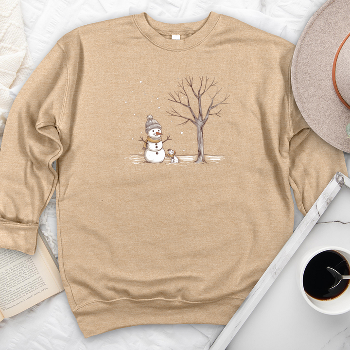 snowman and tree premium crewneck sweatshirt