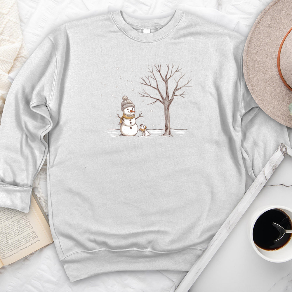 snowman and tree premium crewneck sweatshirt