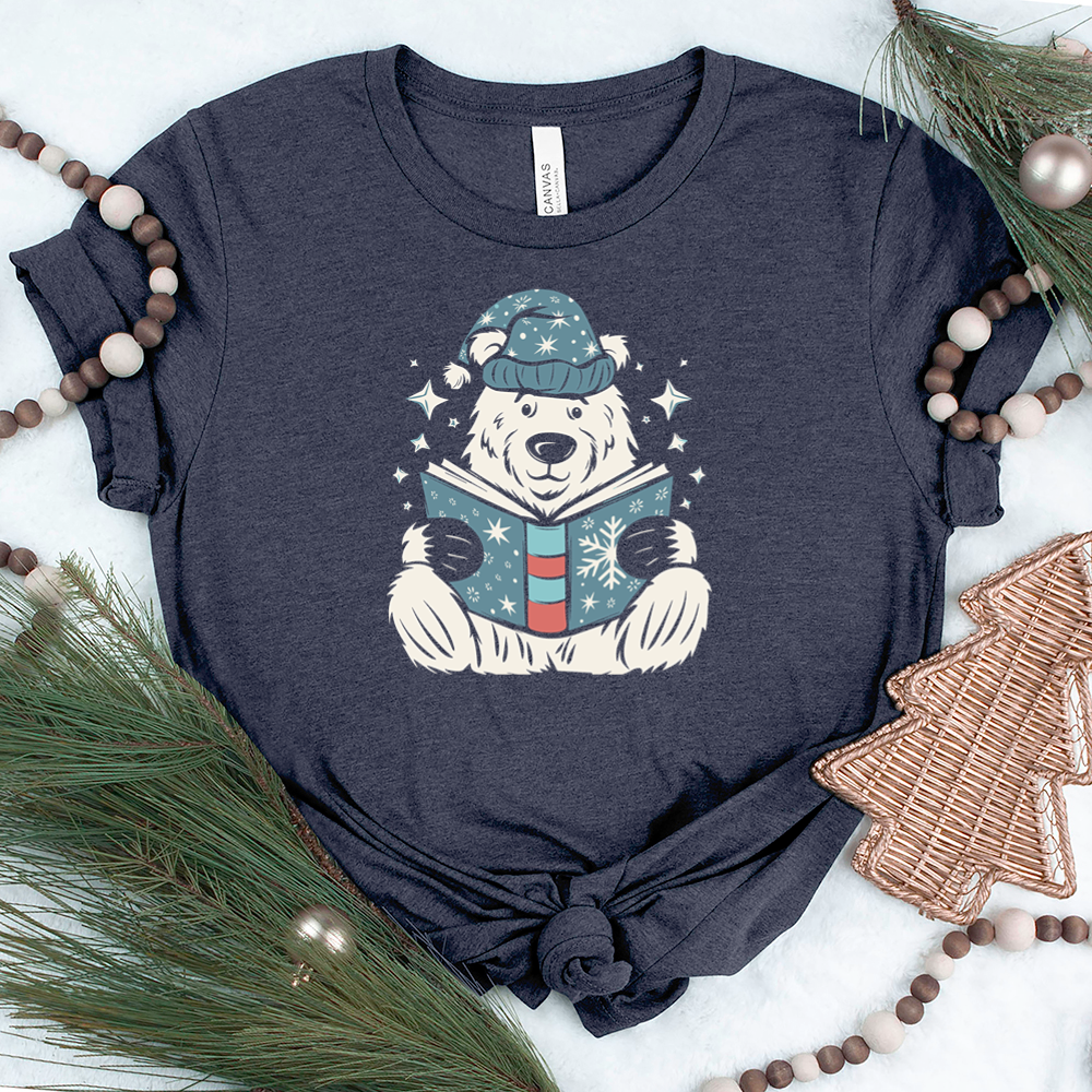 polar bear reading unisex tee