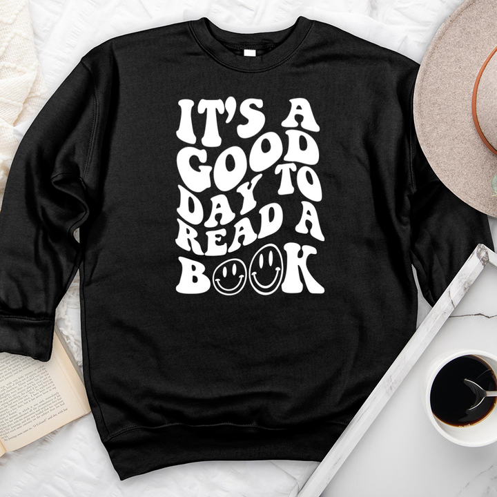 good day to read a book premium crewneck sweatshirt