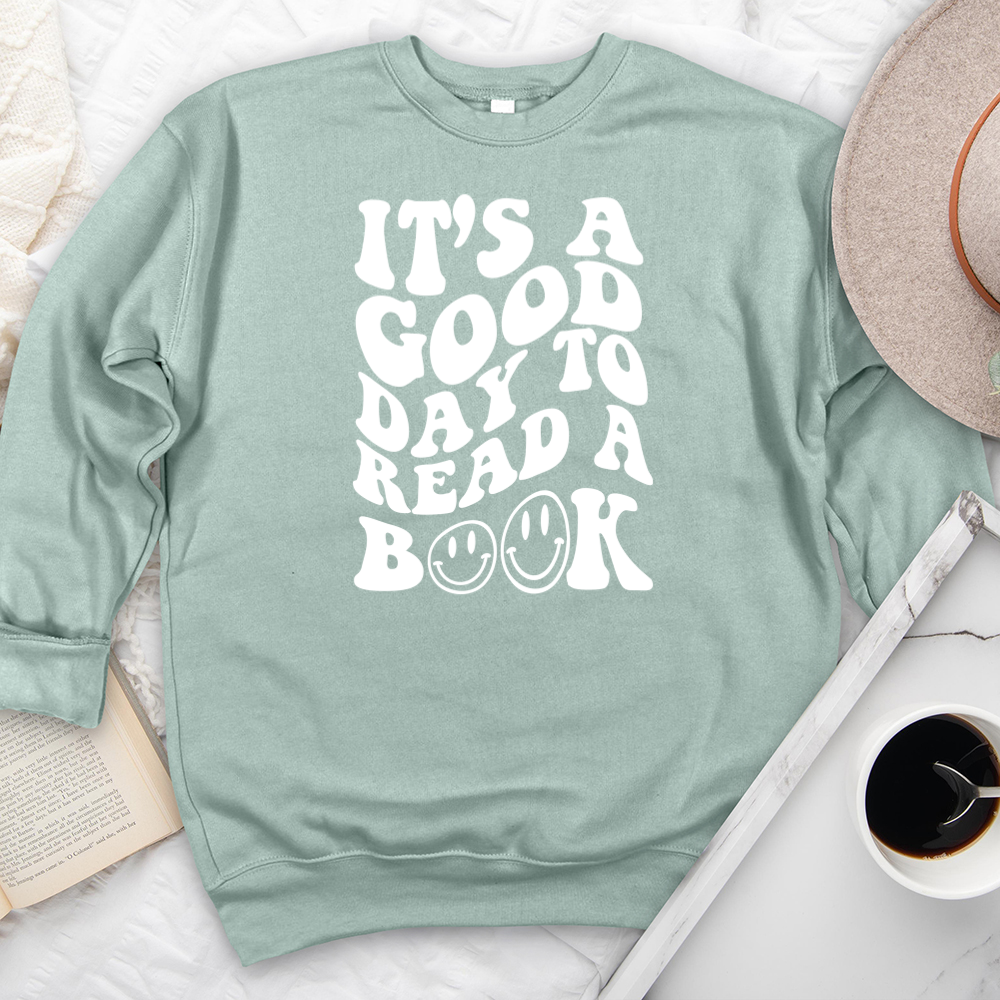 good day to read a book premium crewneck sweatshirt