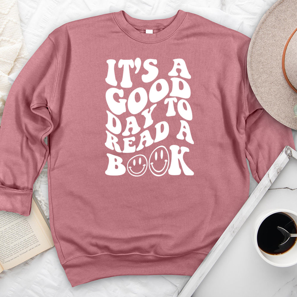 good day to read a book premium crewneck sweatshirt