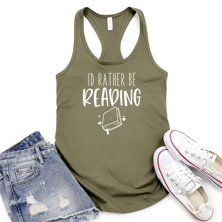 rather be reading women's racerback tank top