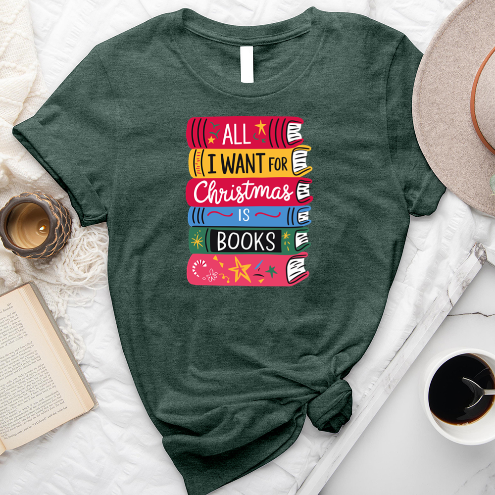 christmas book stack unisex tee