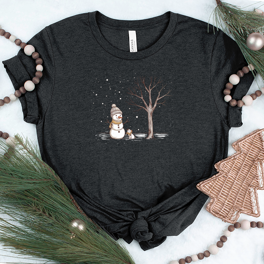 snowman and tree unisex tee