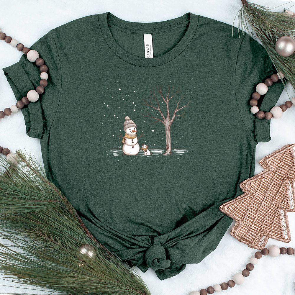 snowman and tree unisex tee