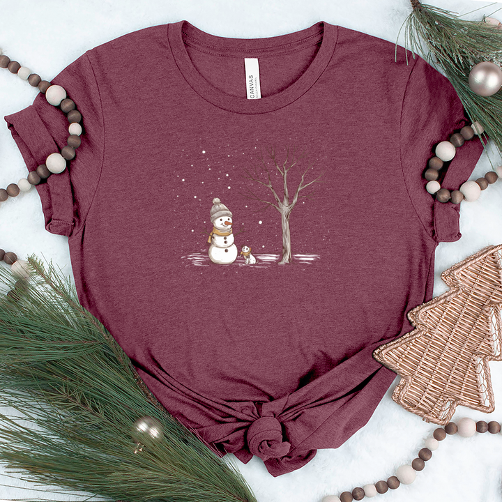 snowman and tree unisex tee