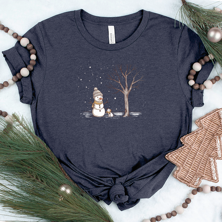 snowman and tree unisex tee