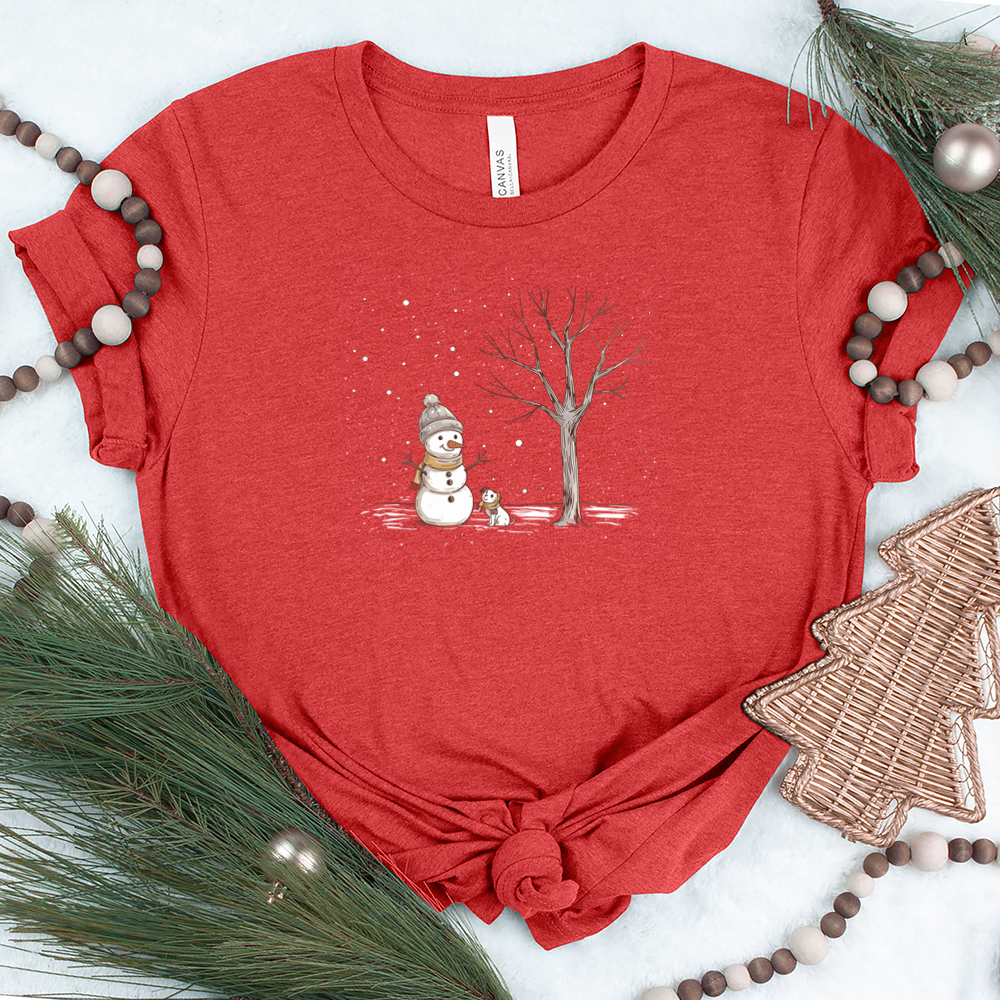 snowman and tree unisex tee