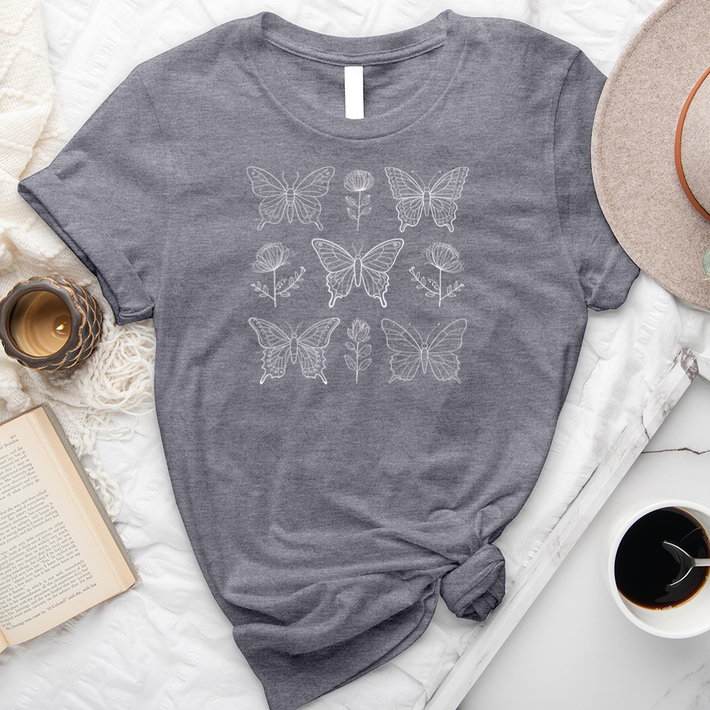 white butterflies unisex tee