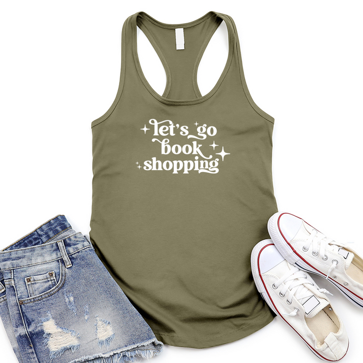 book shopping women's racerback tank top