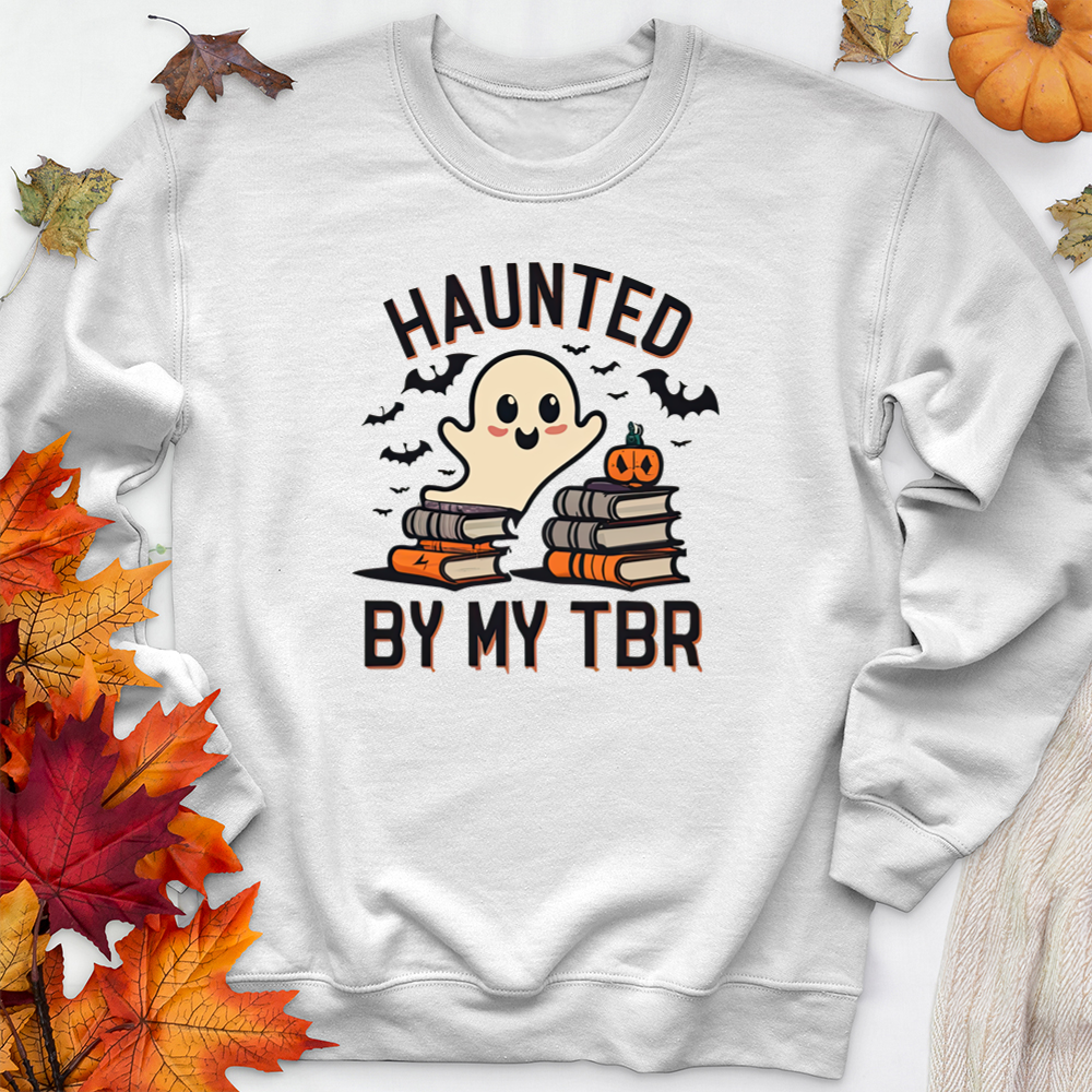 haunted by my TBR premium crewneck sweatshirt