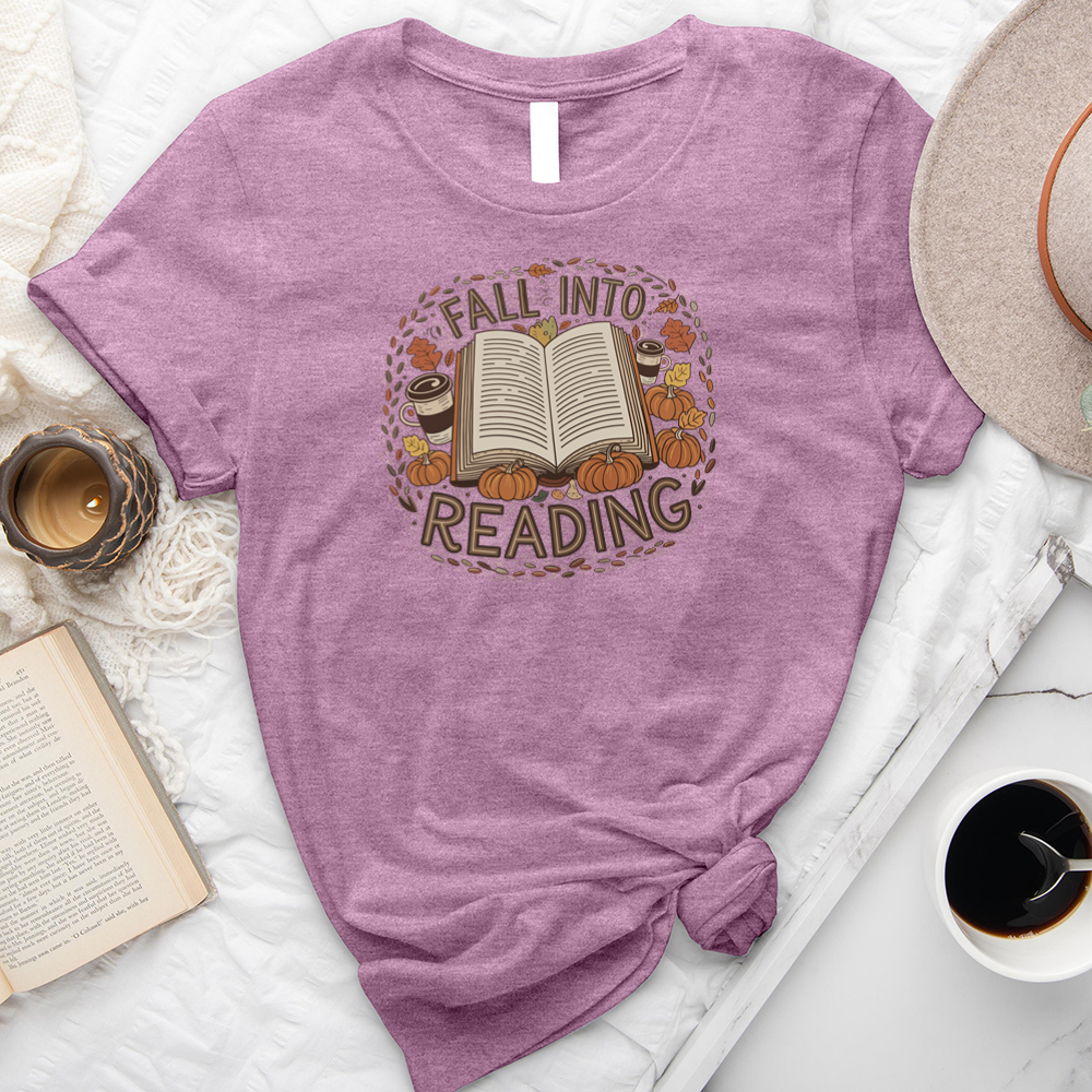 fall into reading pumpkins unisex tee