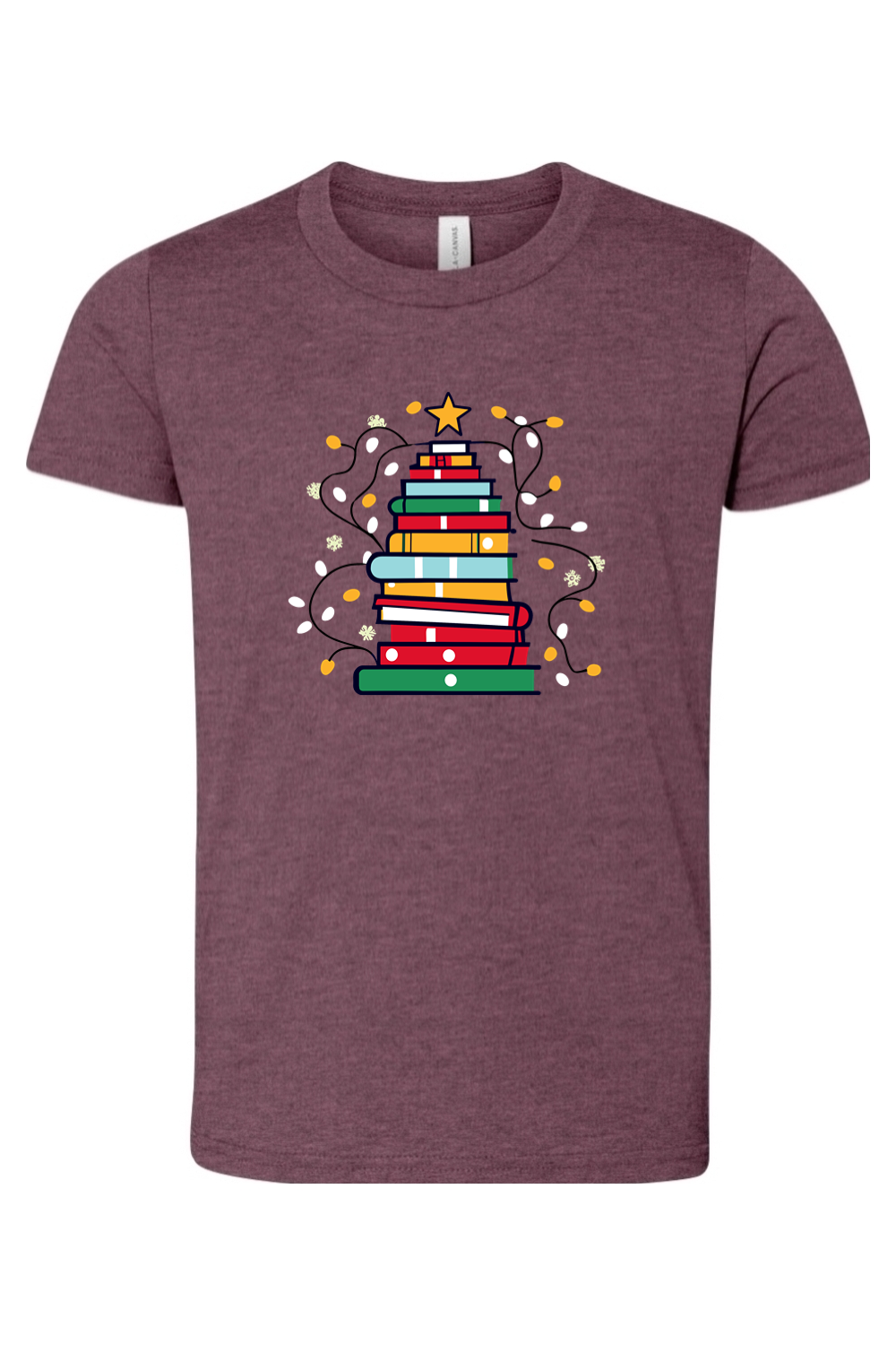 christmas book tree youth tee