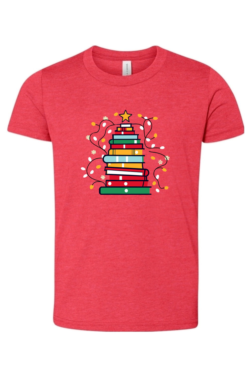 christmas book tree youth tee