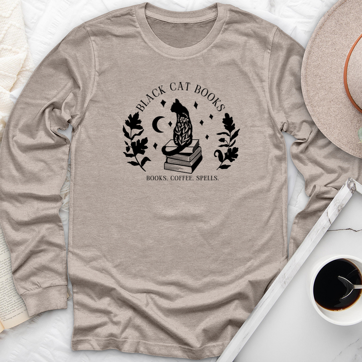 black cat books unisex long sleeve tee