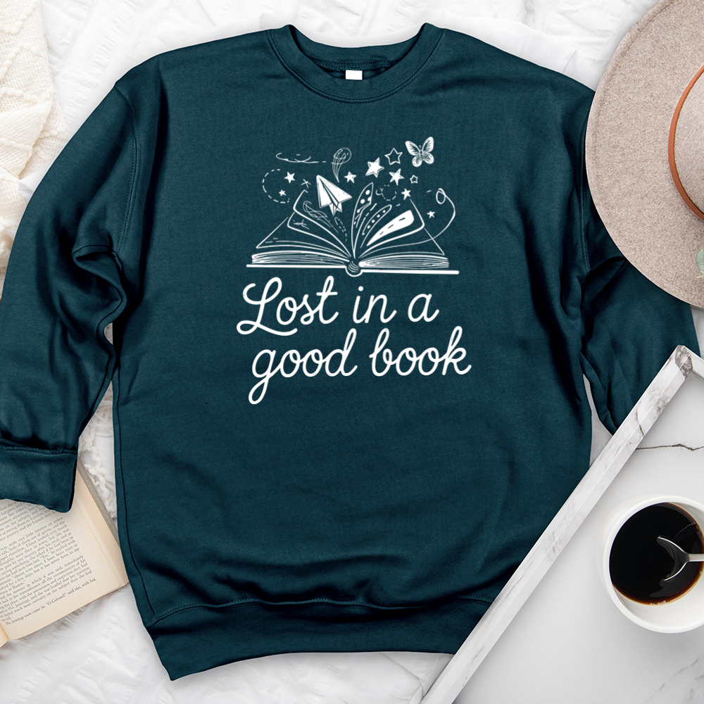 lost in a good book premium crewneck sweatshirt