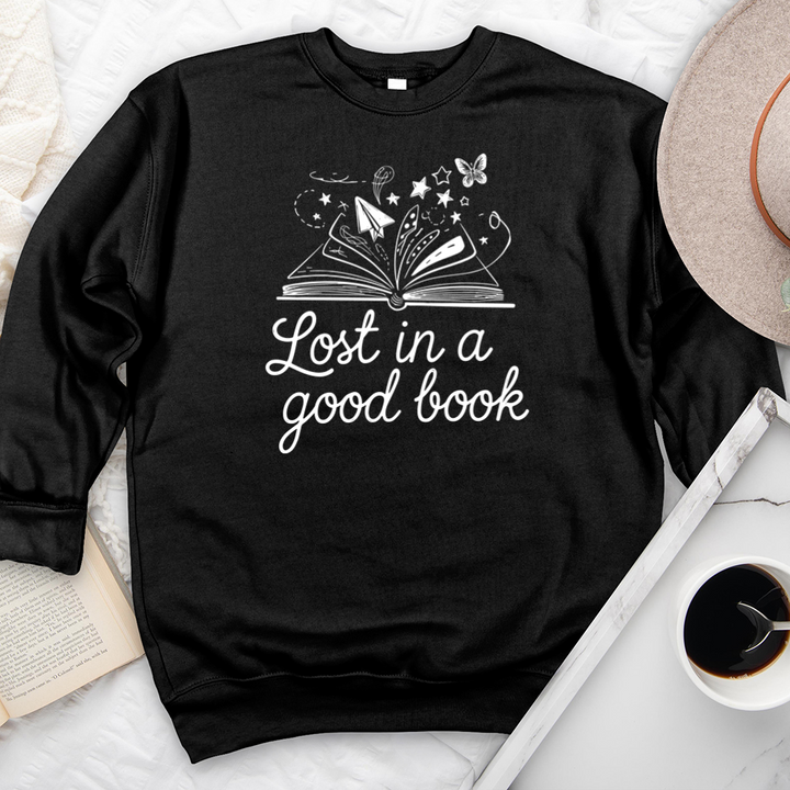 lost in a good book premium crewneck sweatshirt