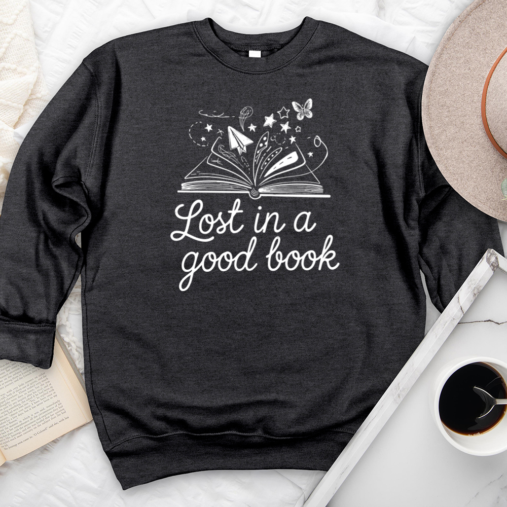 lost in a good book premium crewneck sweatshirt