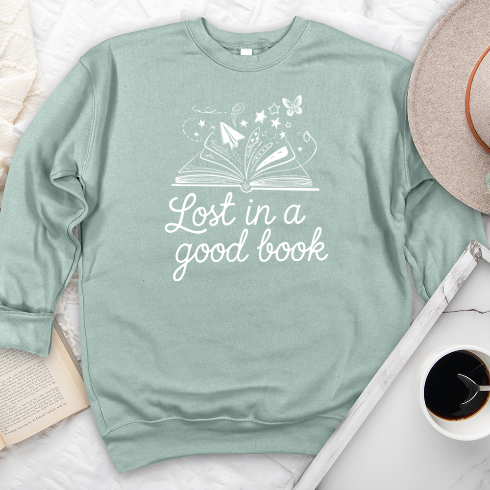 lost in a good book premium crewneck sweatshirt