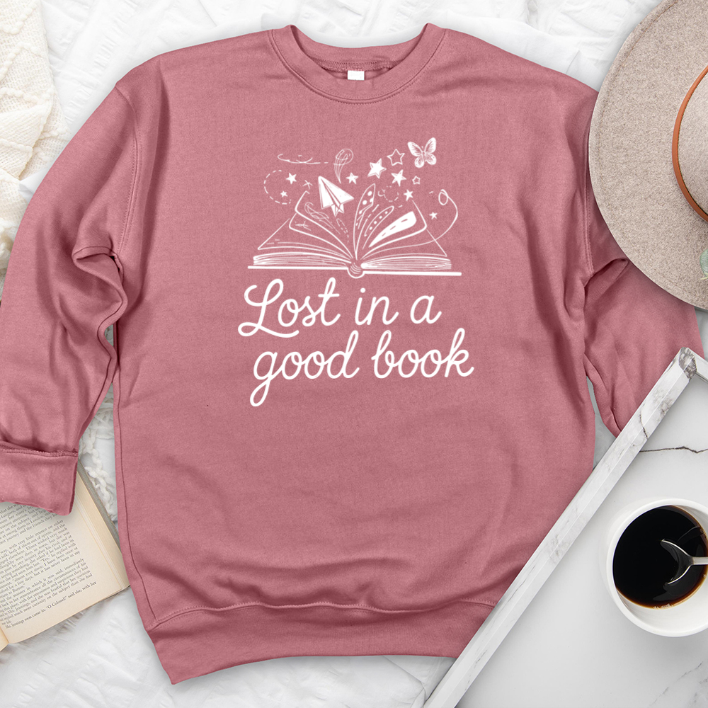 lost in a good book premium crewneck sweatshirt