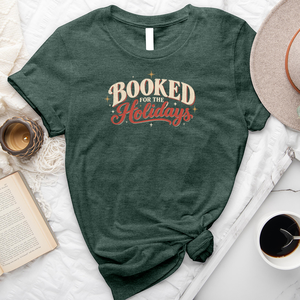 booked for the holidays sparkle unisex tee