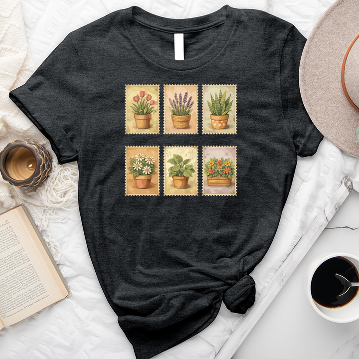 watercolor plant stamps unisex tee