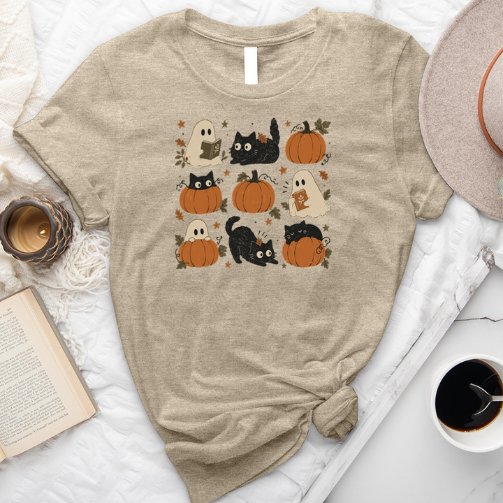 pumpkin cat ghost unisex tee