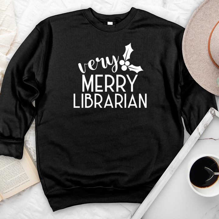 very merry librarian premium crewneck sweatshirt