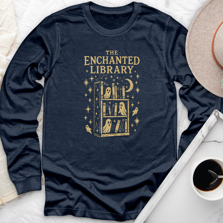 the enchanted library long sleeve unisex tee