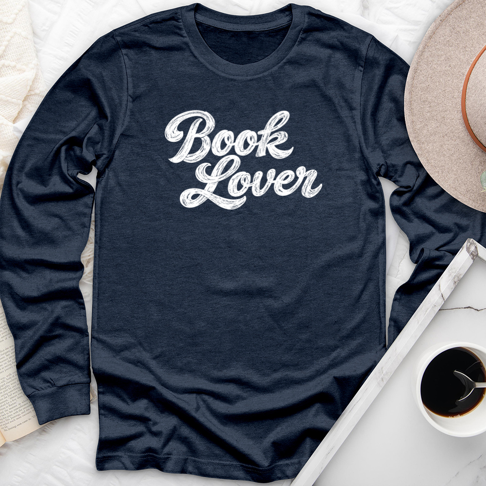 book lover script long sleeve unisex tee