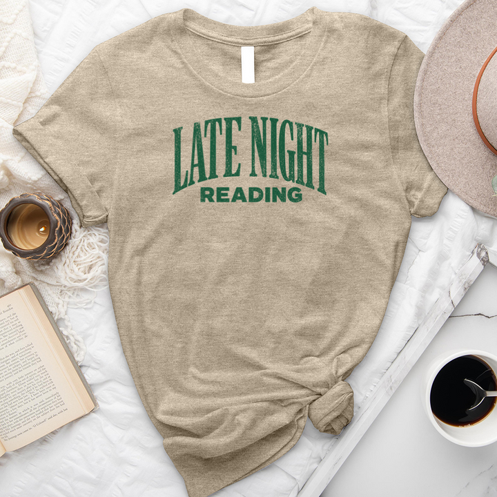 late night reading green unisex tee