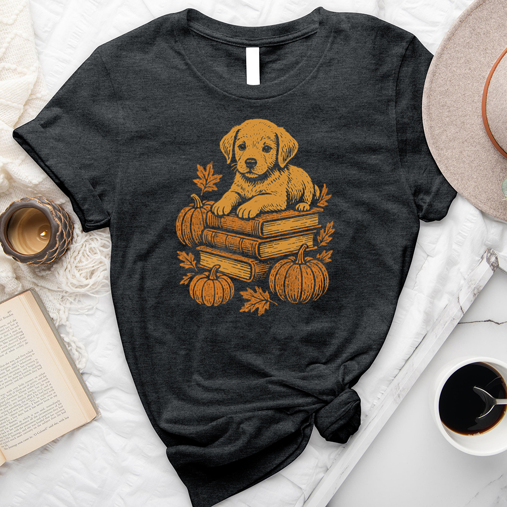 autumn puppy books unisex tee