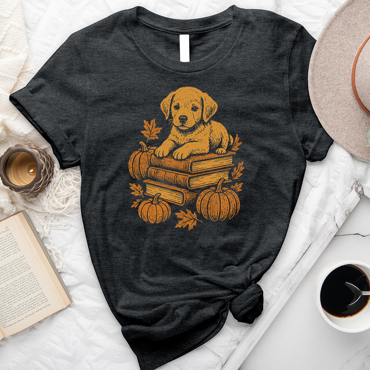 autumn puppy books unisex tee