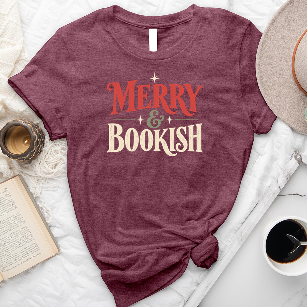 merry and bookish sparkle unisex tee