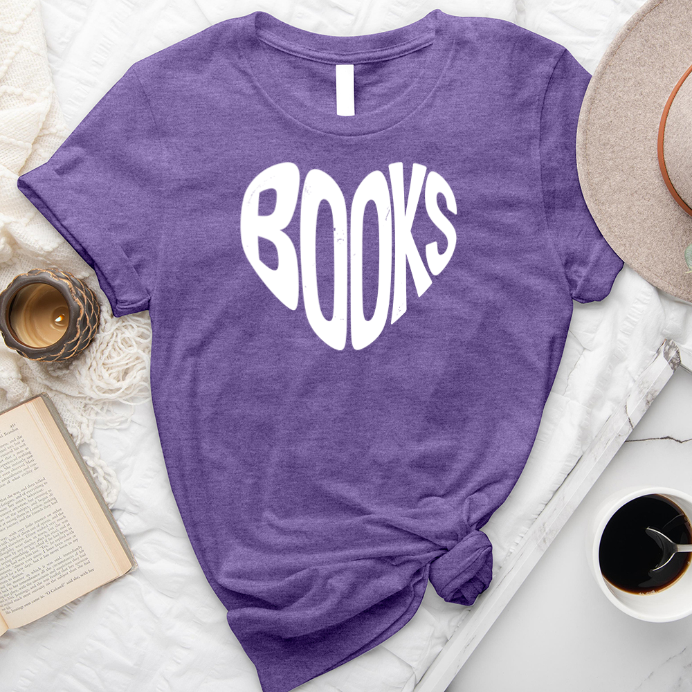 books heart shape unisex tee