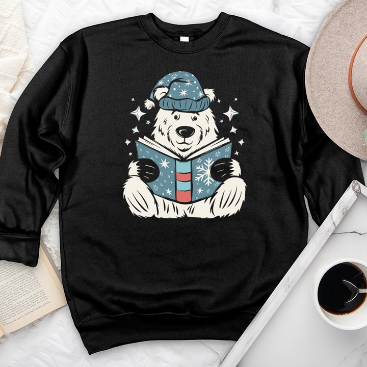polar bear reading premium crewneck sweatshirt