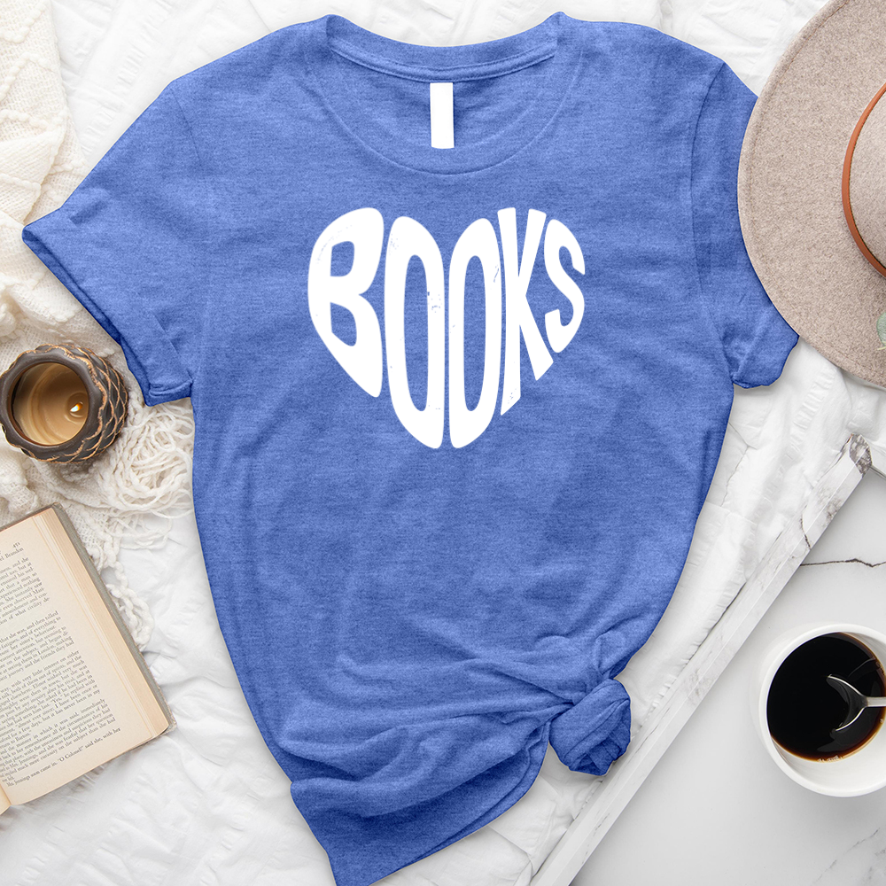 books heart shape unisex tee