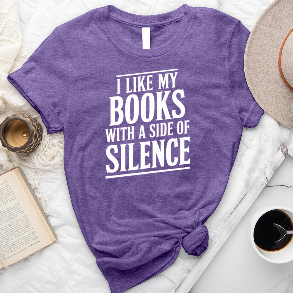 books with a side of silence unisex tee