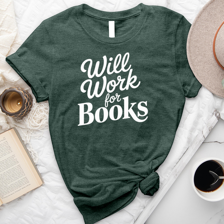will work for books unisex tee