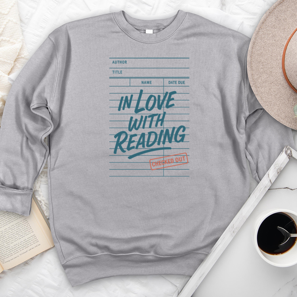 in love with reading card premium crewneck sweatshirt