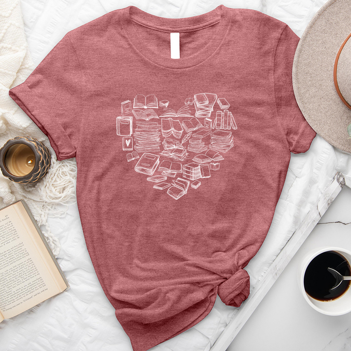 book heart unisex tee