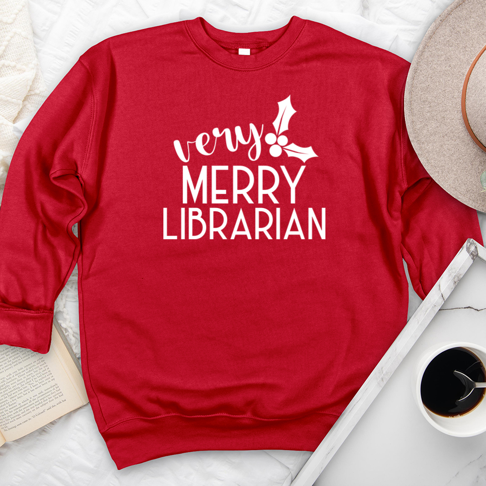 very merry librarian premium crewneck sweatshirt