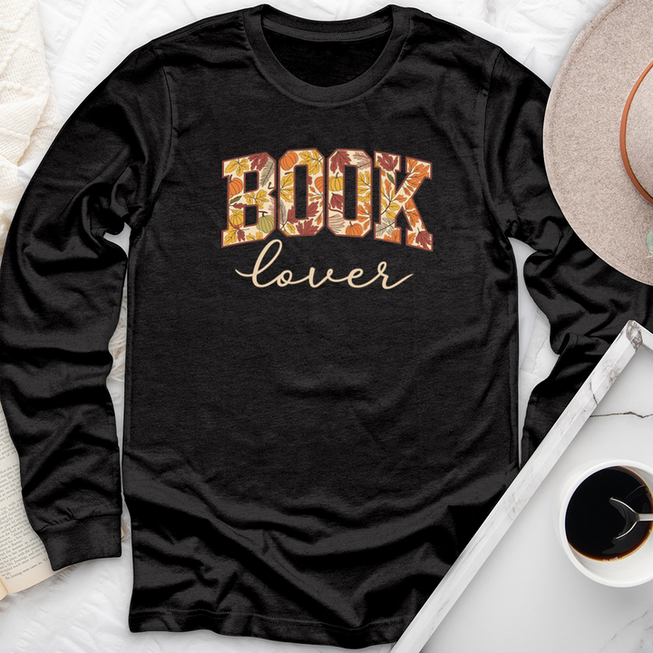 book lover autumn pattern long sleeve unisex tee