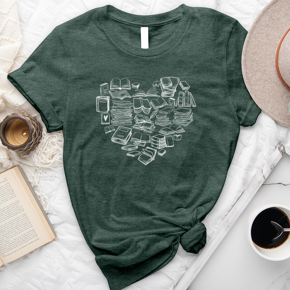 book heart unisex tee